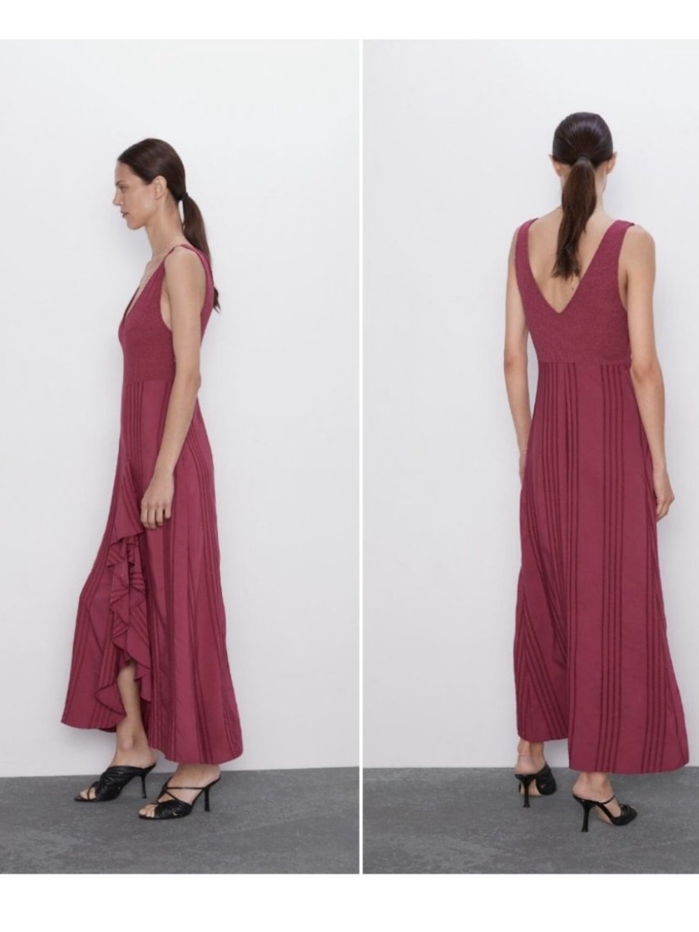 NEW Zara red ruffle maxi sleeveless Dress size medium - Picture 2 of 7